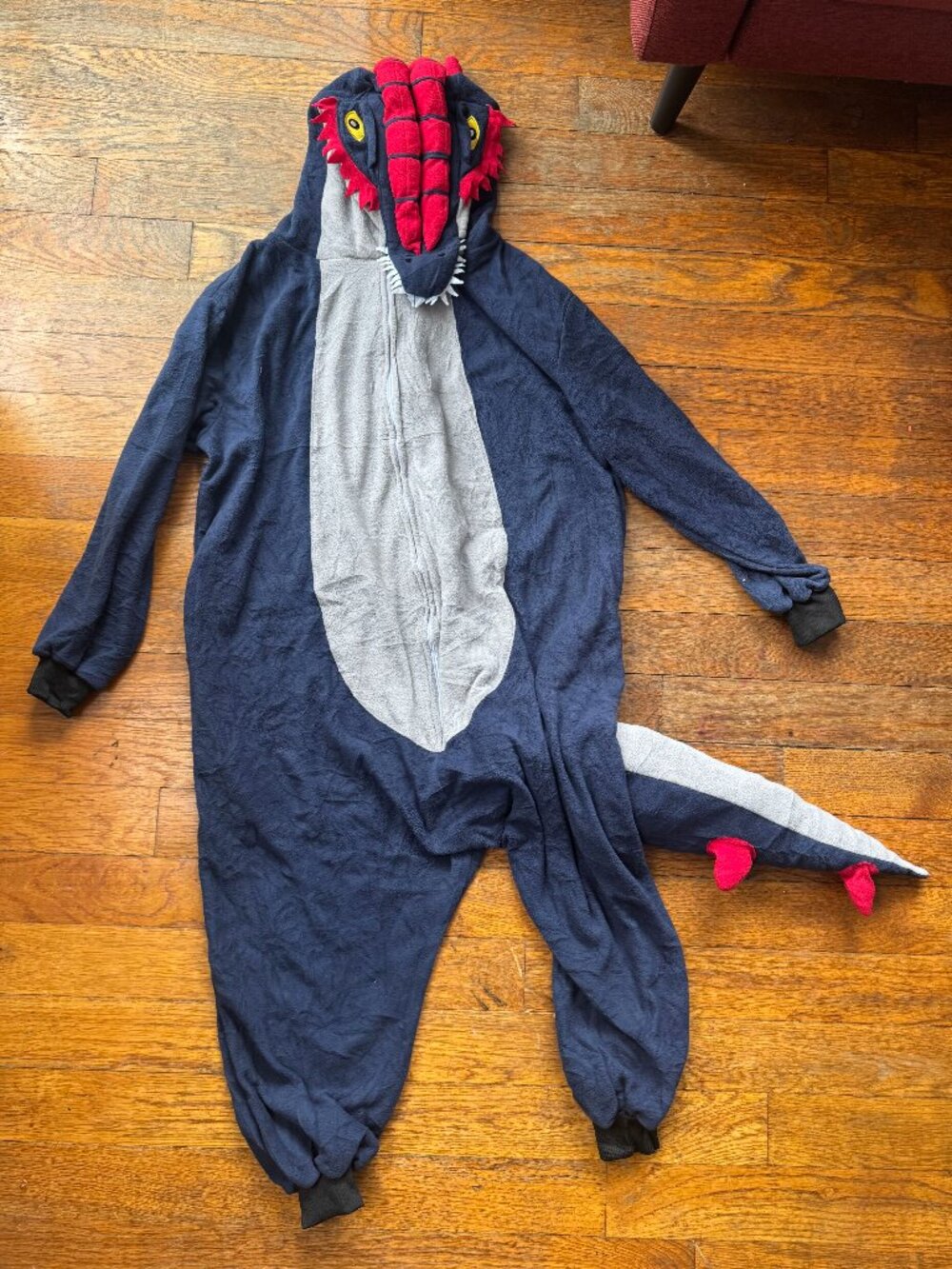 Adult Halloween Costume - Grey and Red Dinosaur